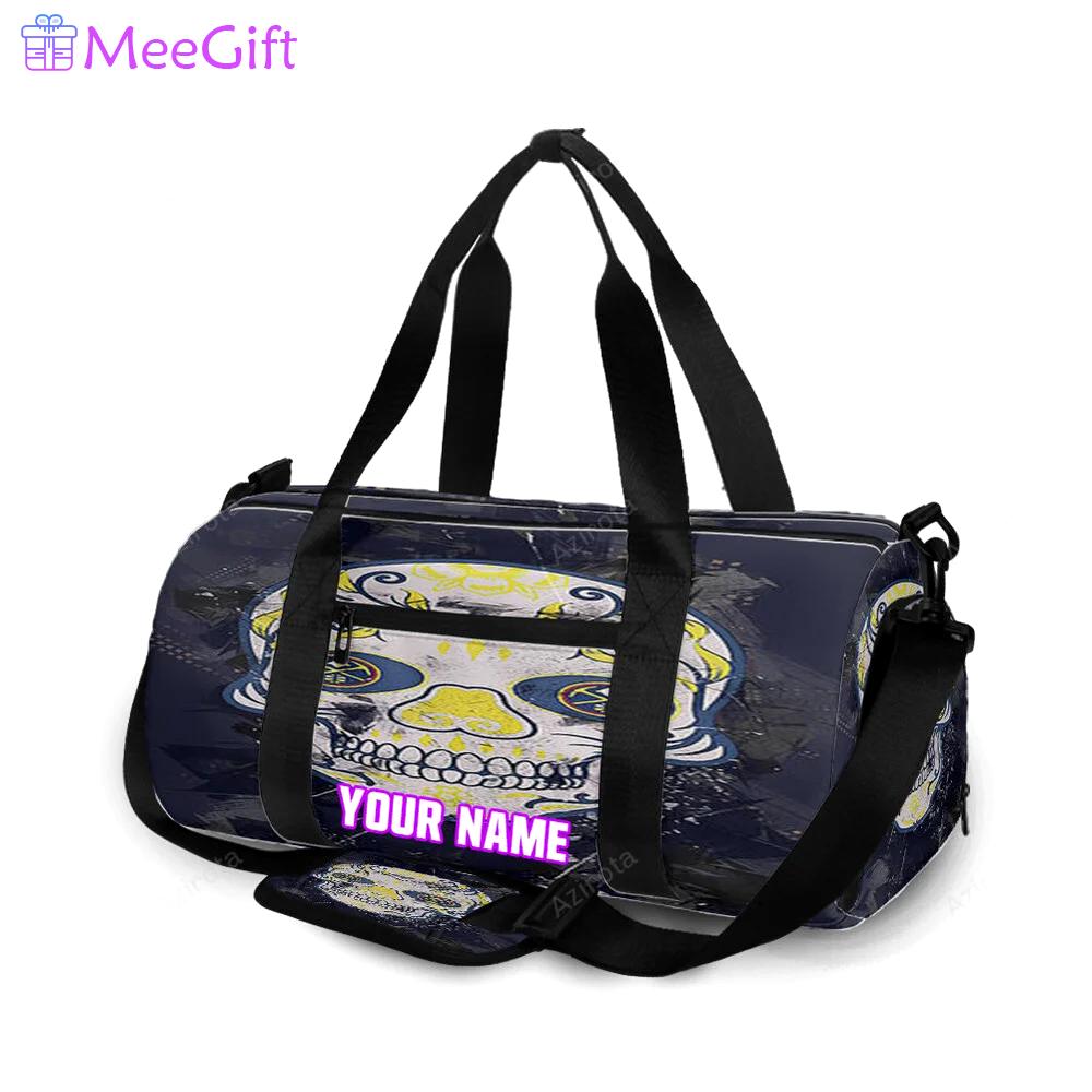 Denver nuggets skull purple personalized name travel bag gym bag 1551 Travel Bag