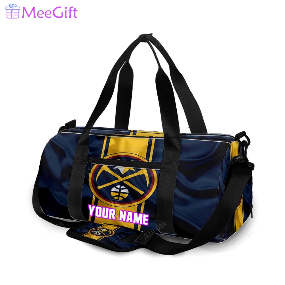 Denver nuggets yellow navy silk personalized name travel bag gym bag 907 Travel Bag