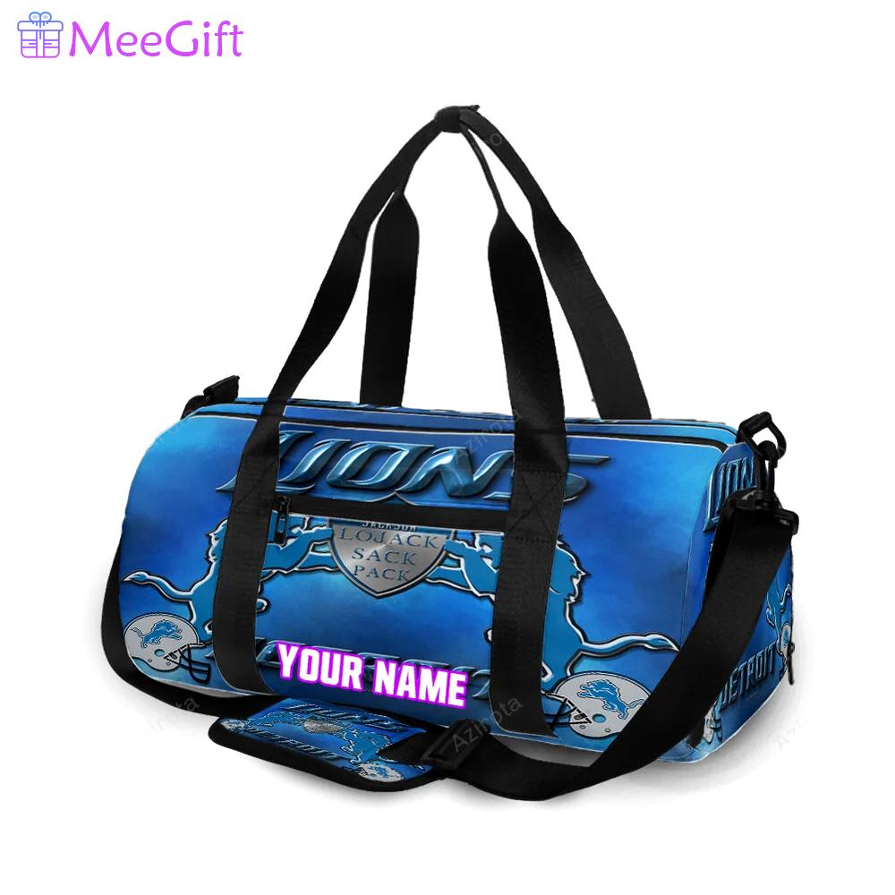Detroit lions emblem 94 lawrence jackson personalized name travel bag gym bag 852 Travel Bag