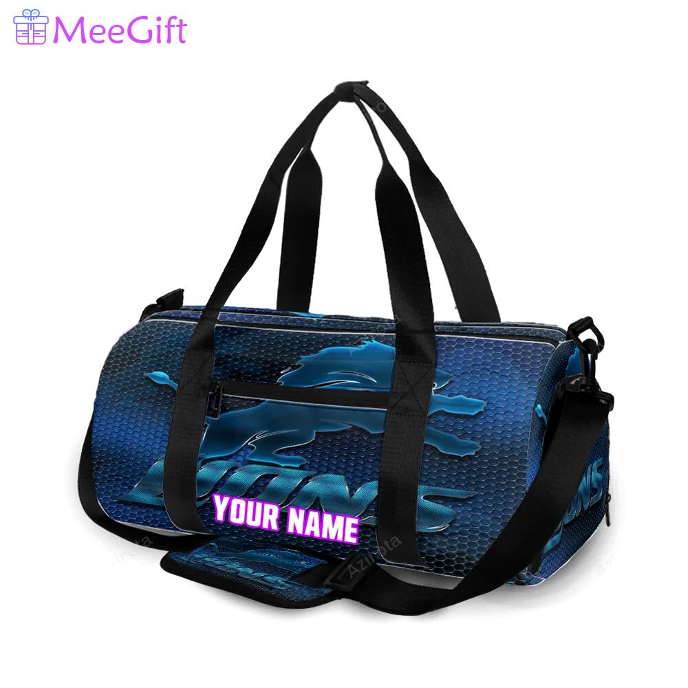 Detroit lions emblem metal v2 personalized name travel bag gym bag 247 Travel Bag