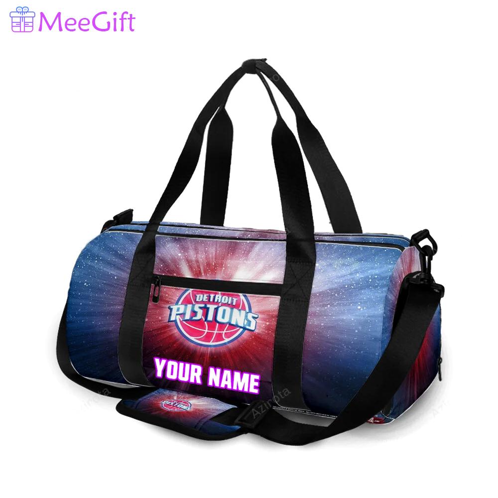 Detroit pistons red blue galaxy personalized name travel bag gym bag 1594 Travel Bag