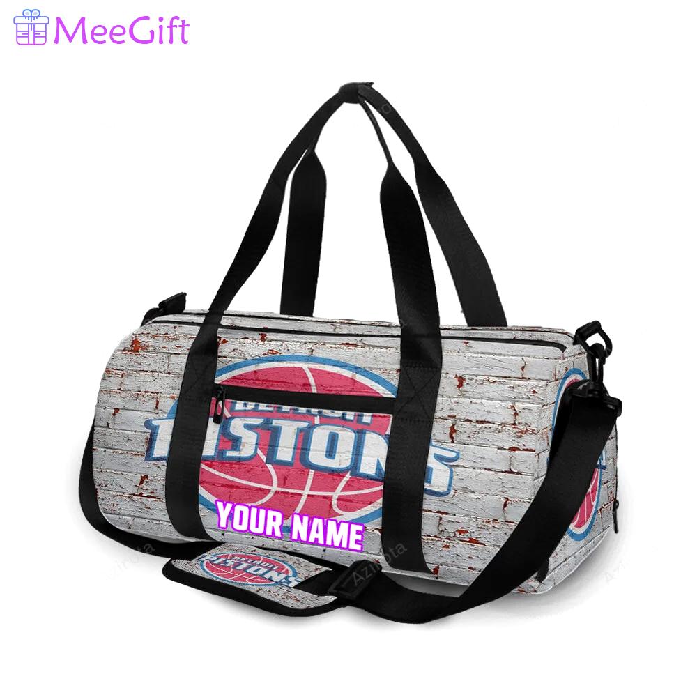Detroit pistons white brick wall personalized name travel bag gym bag 1086 Travel Bag