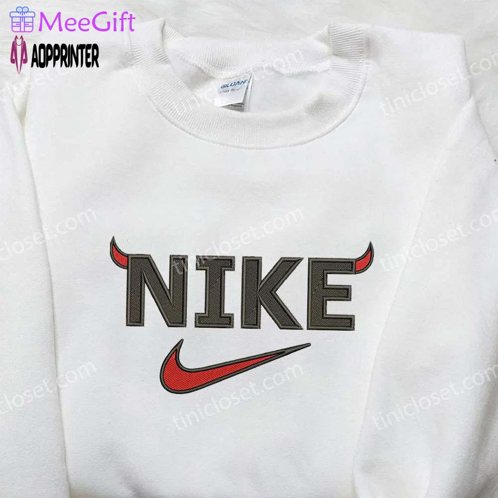 Devil x nike halloween embroidered shirt – custom design for spooky style Embroidered Shirt