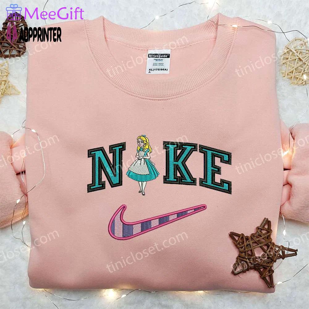 Disney alice x nike embroidered shirt: alice in wonderland inspired disney shirt Embroidered Shirt