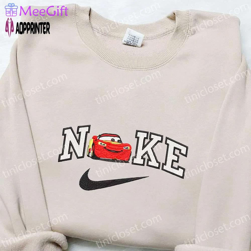 Disney characters embroidered sweatshirt & t-shirt: lightning mcqueen x nike best birthday gift ideas Embroidered Shirt