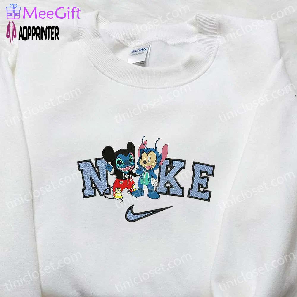 Disney halloween nike x mickey stitch embroidered shirt: unique nike inspired design Embroidered Shirt