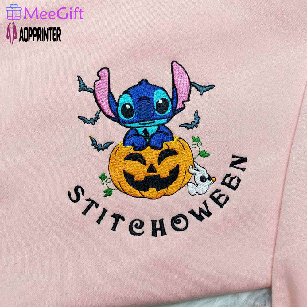 Disney halloween shirts: stitchoween pumpkin shirt & lilo & stitch embroidered hoodie Embroidered Shirt