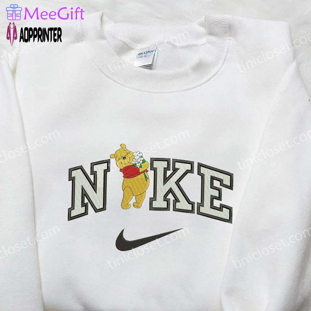 Disney x nike flower winnie the pooh embroidered sweatshirt – unique and stylish nike inspired shirt Embroidered Shirt