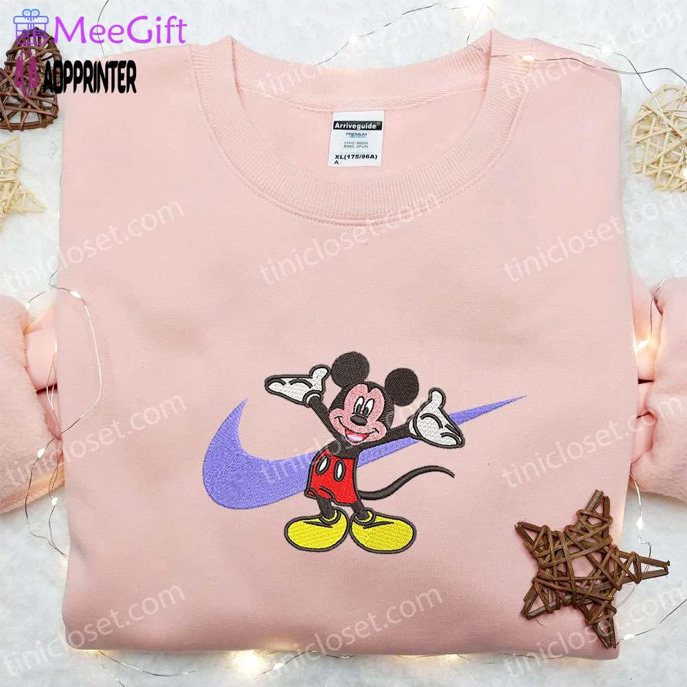 Disney x nike: mickey mouse embroidered hoodie & cartoon shirt nike inspired characters Embroidered Shirt