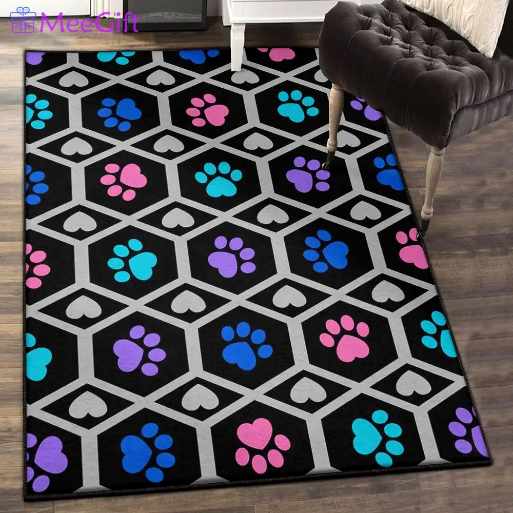 Dog lovers non shedding area rug, paw dog rainbow gs cl rug Rectangle Rug
