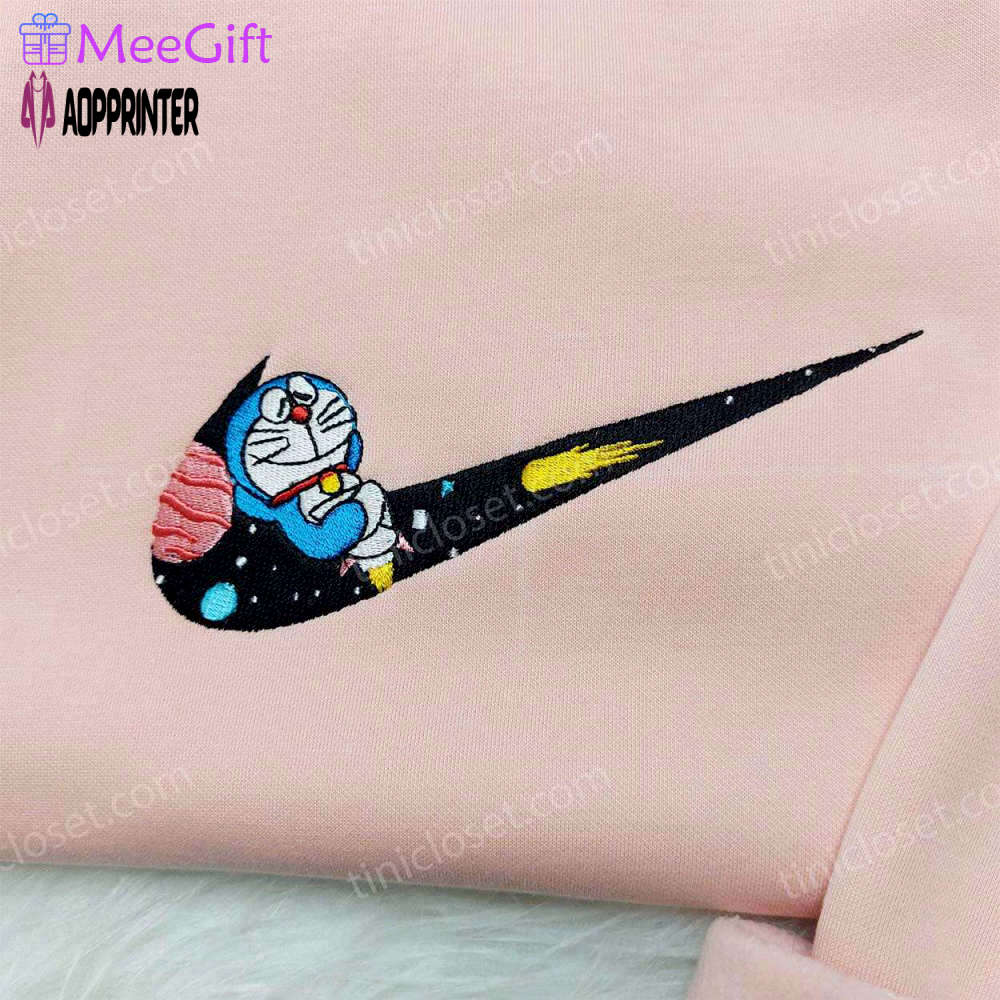 Doraemon nike embroidered shirt & anime hoodie: cute anime gift for friends Embroidered Shirt