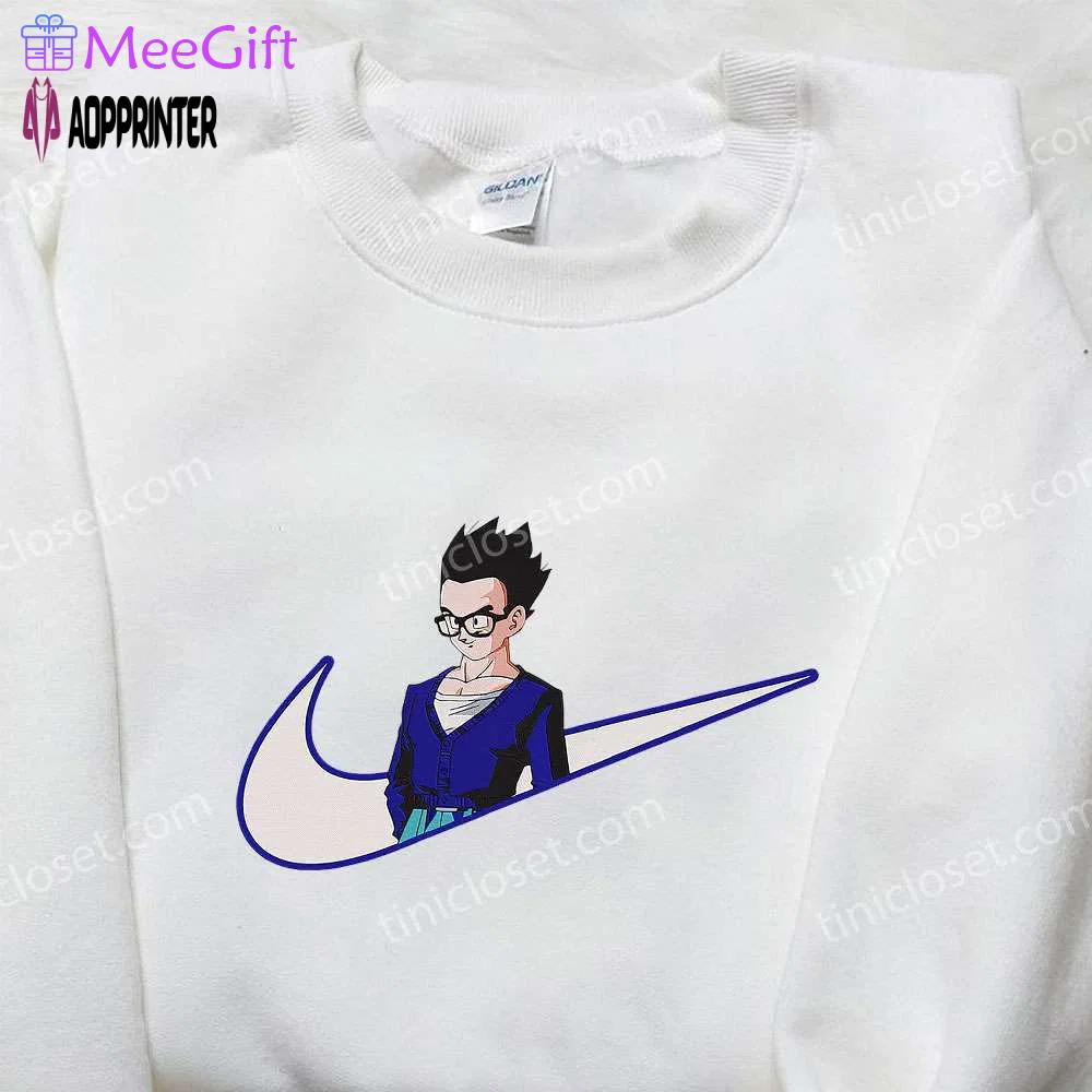 Dragon ball gohan x nike embroidered hoodie & shirt: anime-inspired nike swoosh apparel Embroidered Shirt