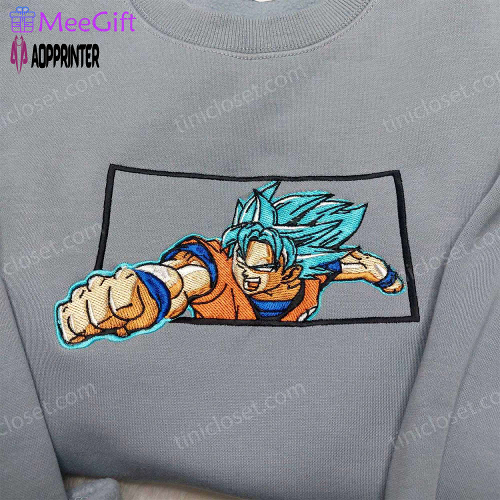 Dragon ball goku vegeta super saiyan blue embroidered shirt sweatshirt & hoodie: anime-inspired must-haves Embroidered Shirt