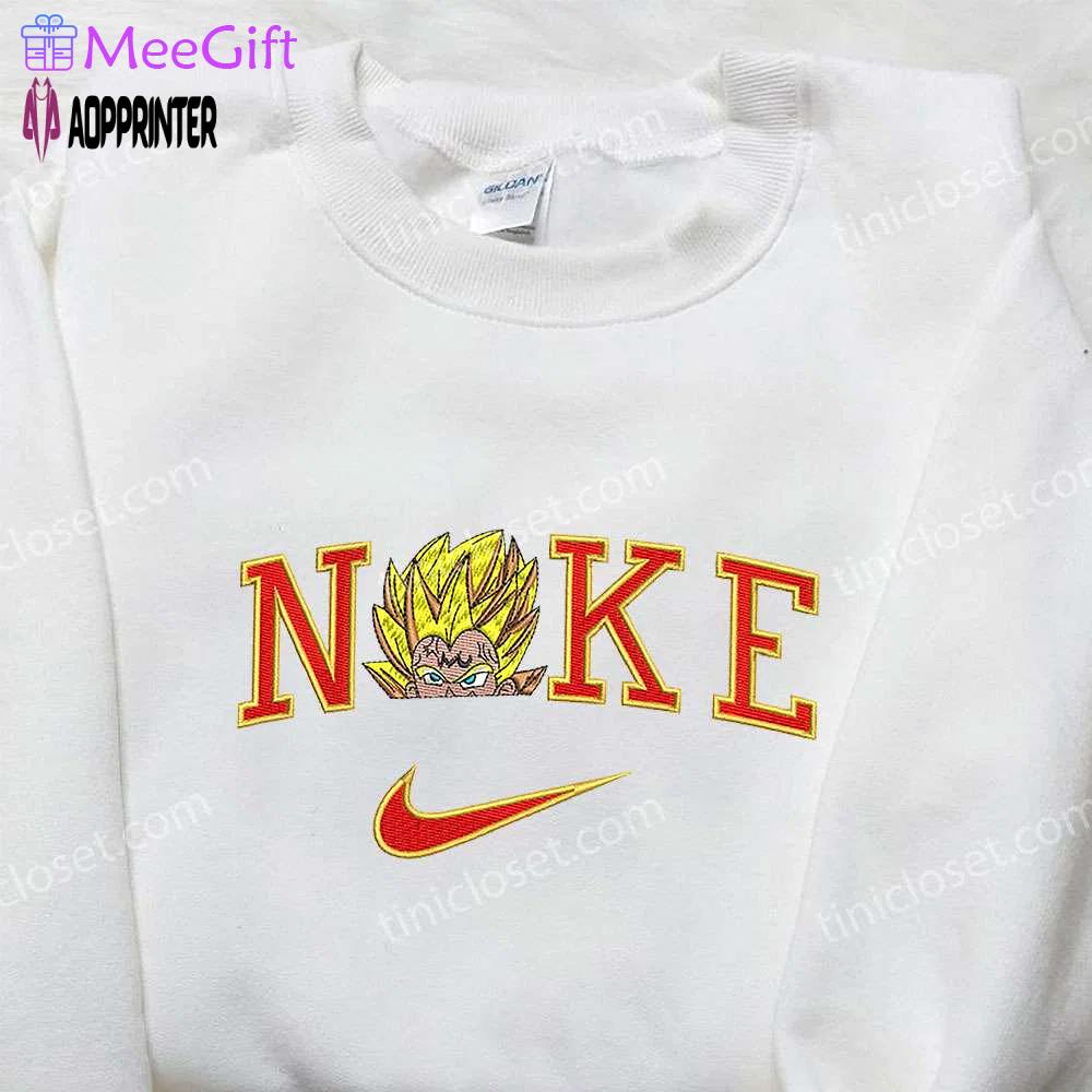 Dragon ball x nike embroidered shirt: custom vegeta design for a unique fashion statement Embroidered Shirt