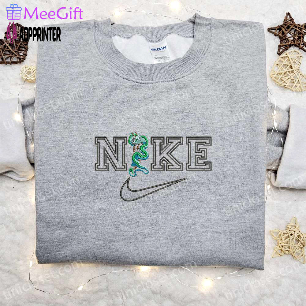 Dragon x nike cartoon embroidered sweatshirt & disney characters shirt – best birthday gift ideas for family Embroidered Shirt