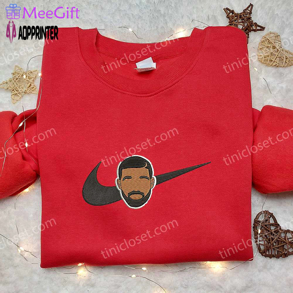 Drake x nike swoosh embroidered hoodie & raptors nba sport shirt toronto inspired Embroidered Shirt