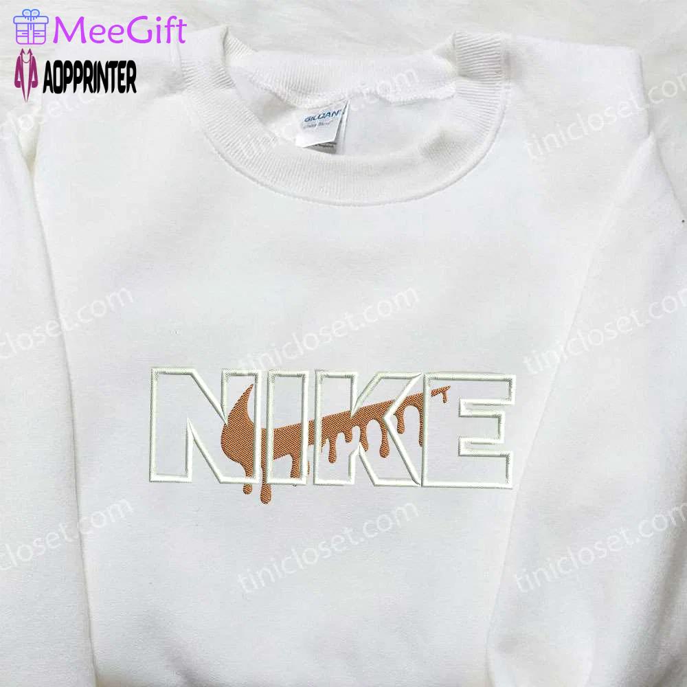 Drip x nike swoosh embroidered shirt: custom gift for son Embroidered Shirt