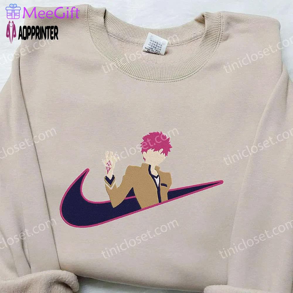 Emiya shirou x nike swoosh anime hoodie & type moon embroidered shirt: stylish nike inspired apparel Embroidered Shirt