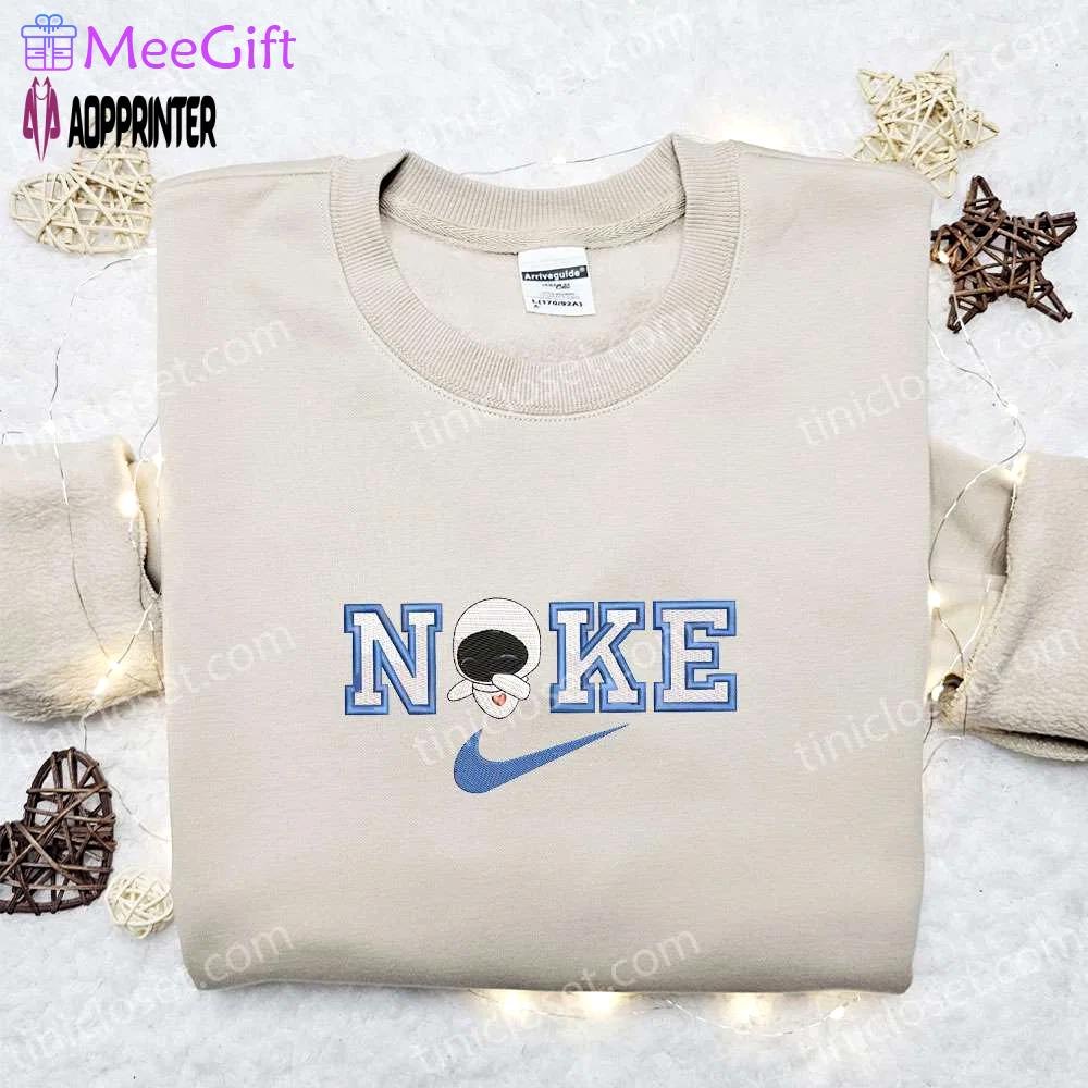Eve x nike cartoon embroidered shirt wall e & nike inspired design Embroidered Shirt