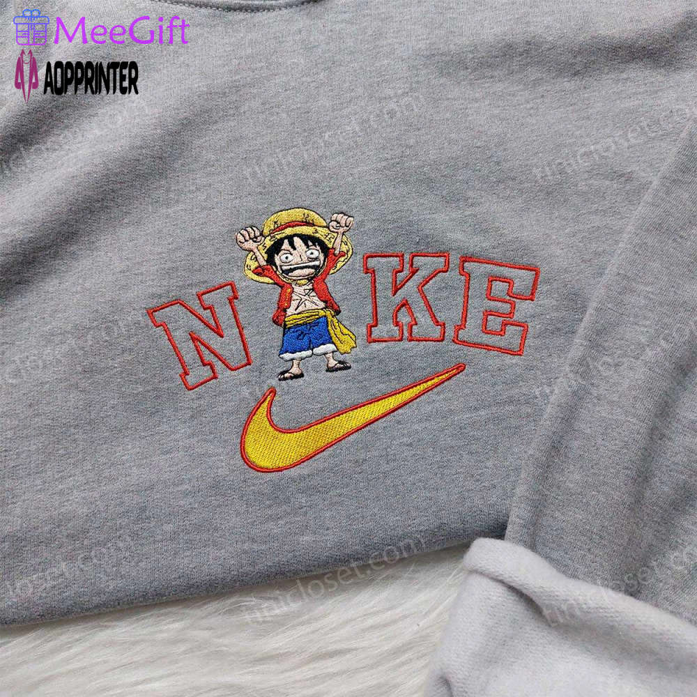Exclusive one piece luffy nike shirt & anime hoodie with embroidered sweatshirt Embroidered Shirt
