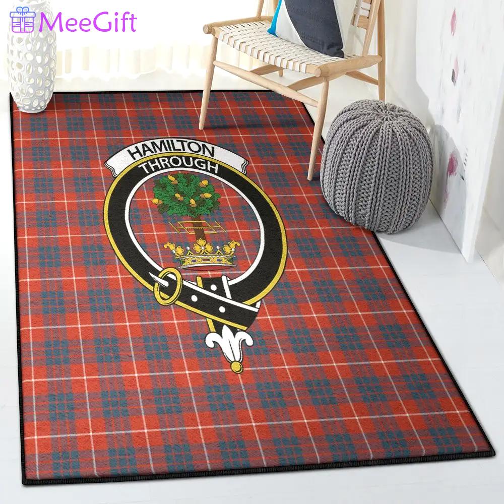 Family generations art deco rug, hamilton ancient family tartan crest rug Rectangle Rug