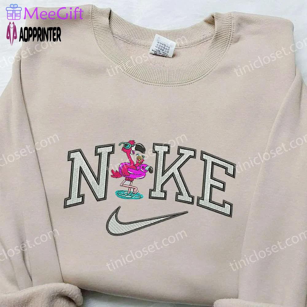Flamingo x nike embroidered shirt: double animal & custom design Embroidered Shirt