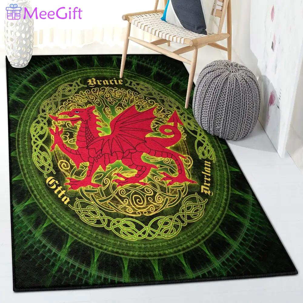Fog land outdoor carpet, celtic wales cymru with celtic tree green rug Rectangle Rug