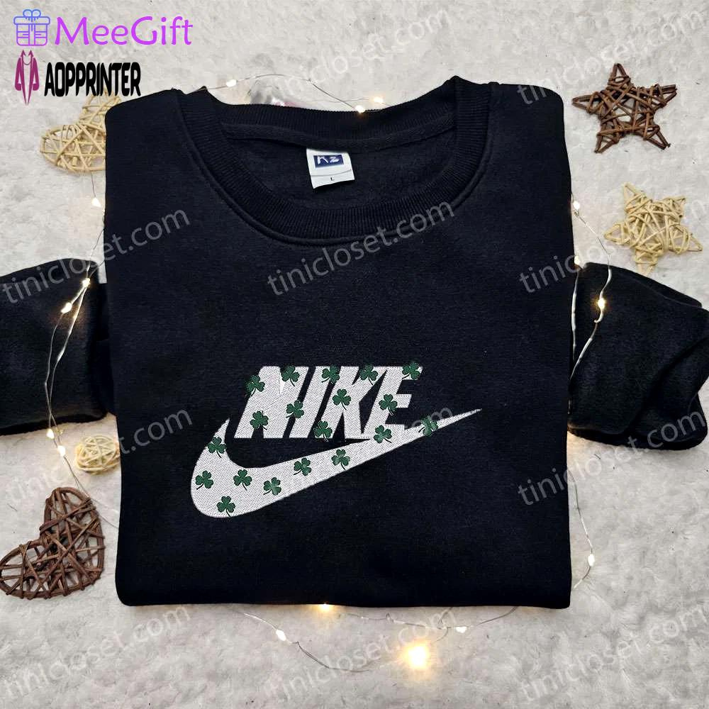 Four-leaf clovers x nike embroidered sweatshirt – st patrick s day custom hoodie Embroidered Shirt