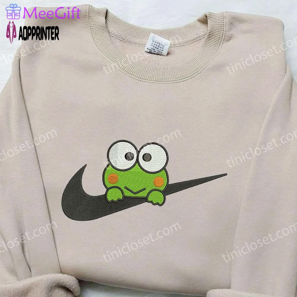 Frog x nike embroidered shirt: custom gift for son stylish & unique nike embroidery Embroidered Shirt