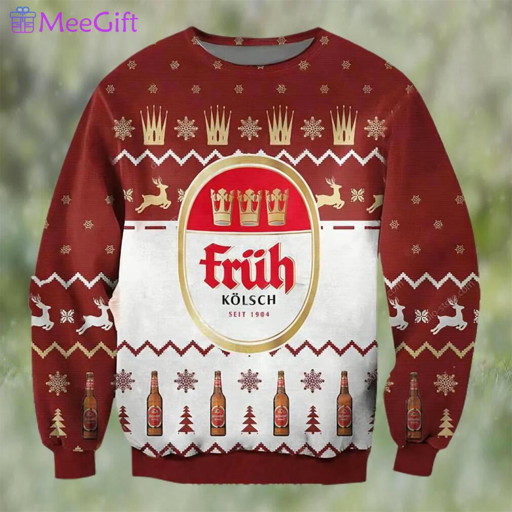 Fruh kolsch 1904 beer ugly christmas sweater, faux wool sweater, gifts for beer lovers, international beer day, best christmas gifts for 2022 ? prinvity Christmas Ugly Sweater