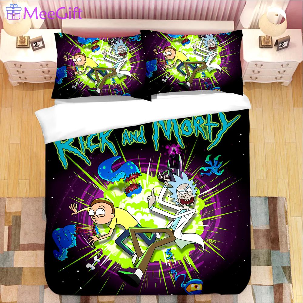 Funny cartoon rick and morty print full  Bedding Sets home decor blankets duvet covers Bedroom ideas bed linen bedspread bedclothes sheets