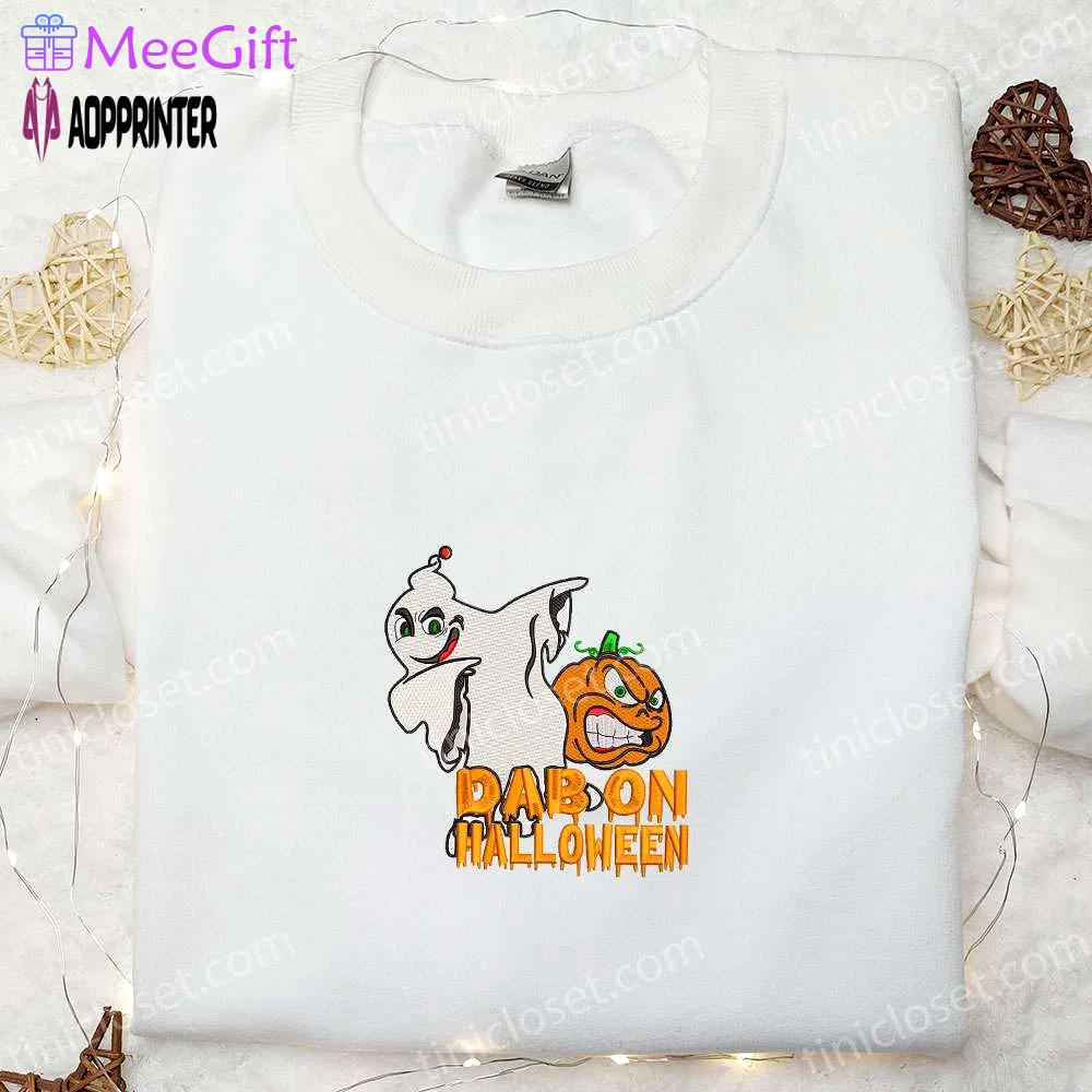 Funny halloween ghost embroidered shirt – spooky dab shirt for a hauntingly good time! Embroidered Shirt