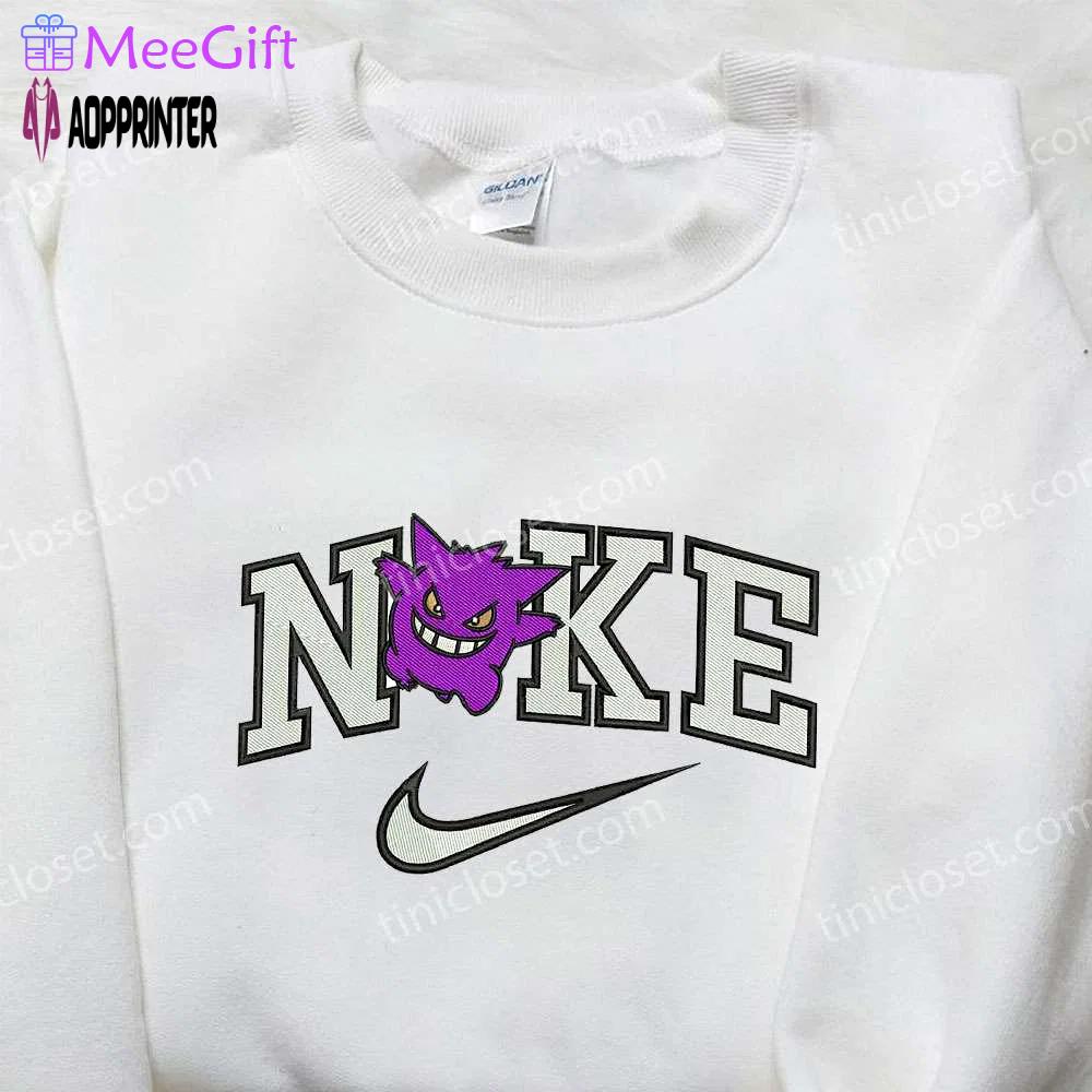 Gengar pokemon x nike embroidered shirt: anime and pokemon fans must-have! Embroidered Shirt