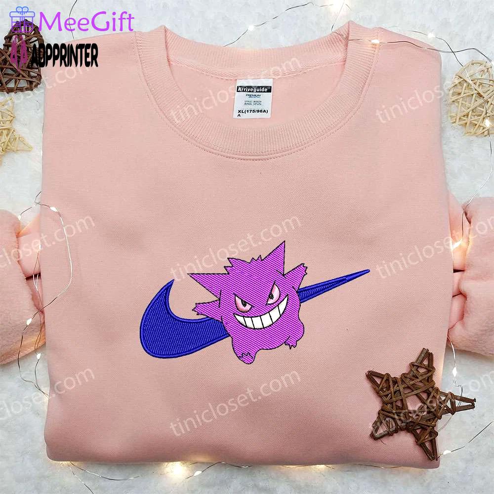 Gengar smile x nike embroidered shirt – custom pokemon apparel Embroidered Shirt