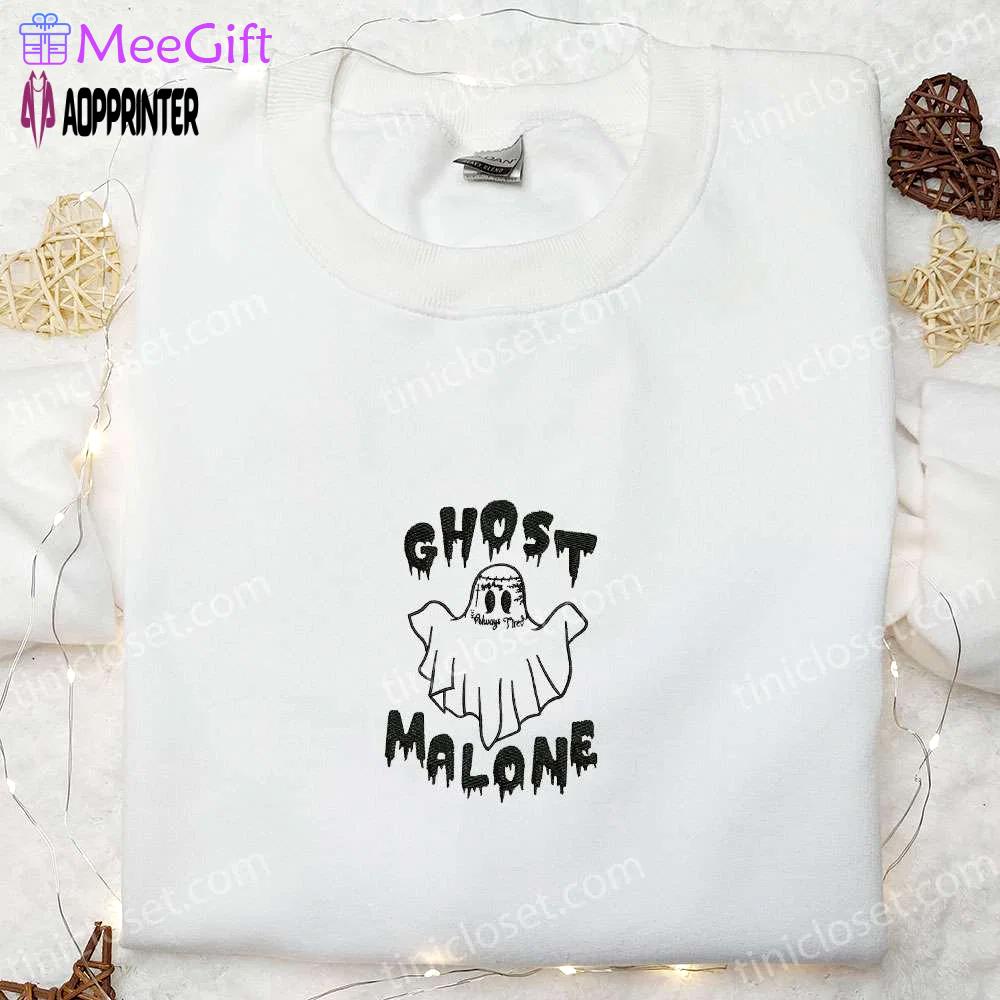 Ghost malone & horror characters embroidered shirt: perfect halloween gift Embroidered Shirt