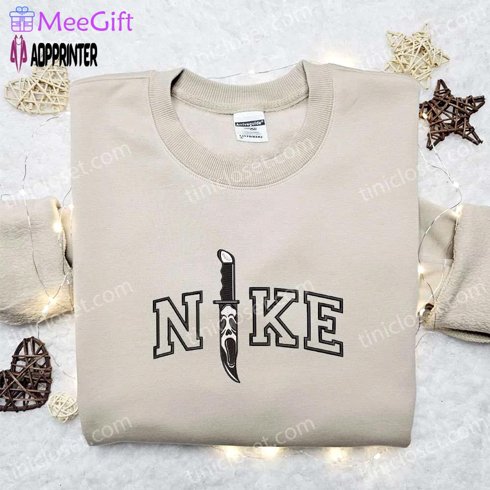 Ghostface knife x nike hoodie & shirt: best halloween gift ideas Embroidered Shirt