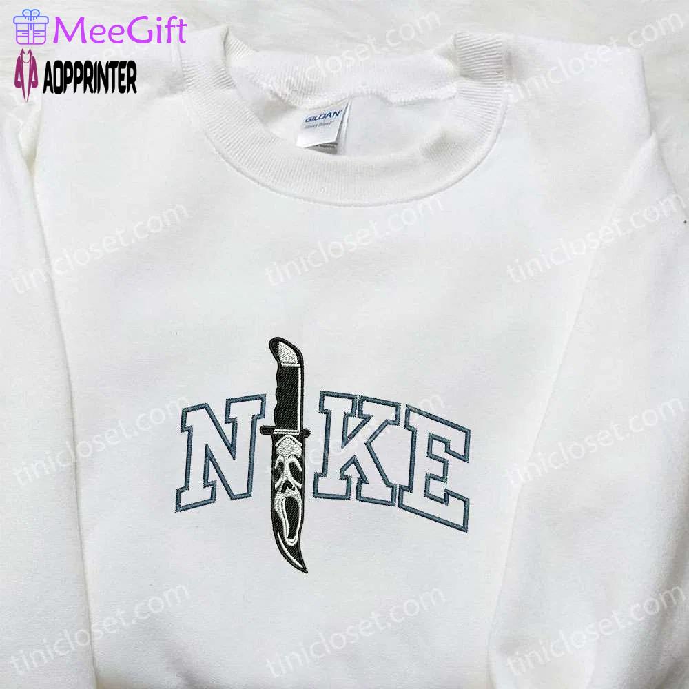 Ghostface knife x nike movie embroidered shirt: best halloween gift with nike inspiration Embroidered Shirt