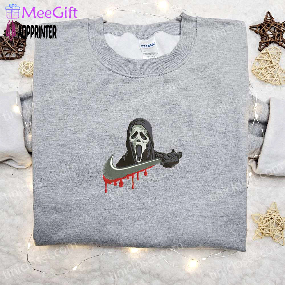 Ghostface x swoosh movie embroidered sweatshirt – best halloween gift for family Embroidered Shirt