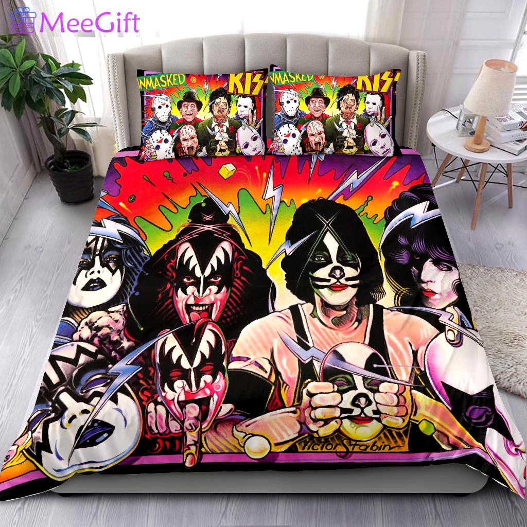 Gift for fans - kiss rock music band ver2 full  Bedding Sets sheets duvet bed linen home decor bedspread covers Bedroom ideas bedclothes blankets