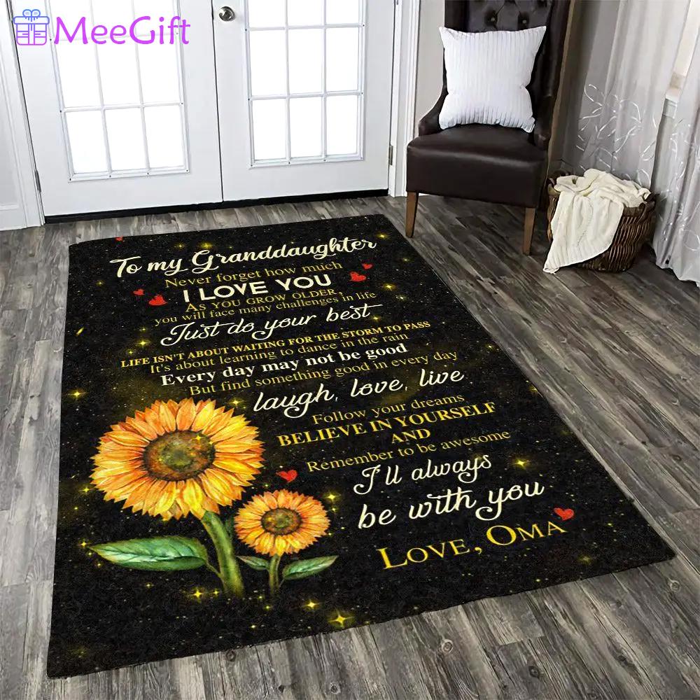 Gift for grandmother love quotes with sunflowers area rugs room decor Rectangle Rug