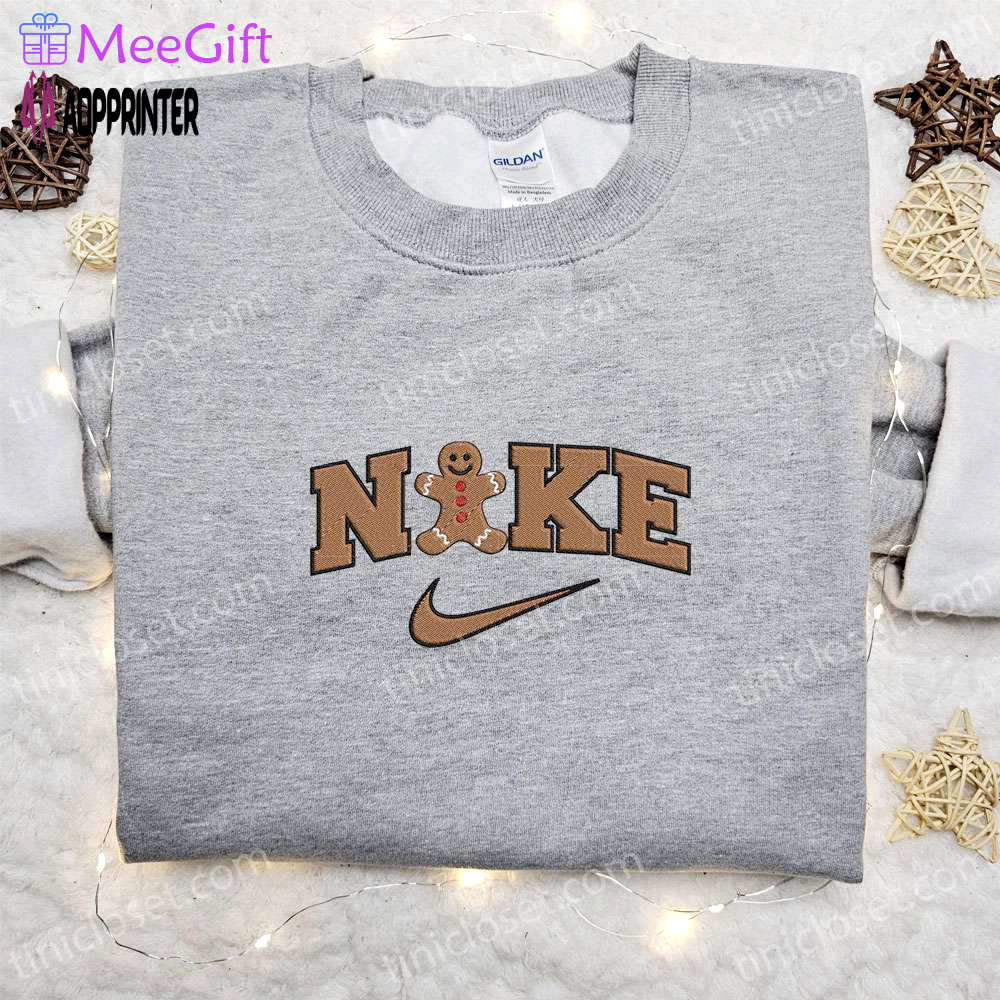 Gingerbread x nike embroidered sweatshirt: best christmas gift for family Embroidered Shirt