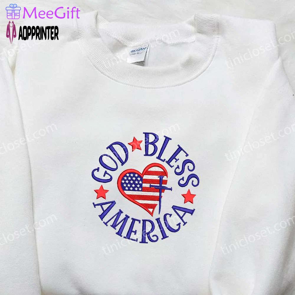 God bless america embroidered shirt – national day gifts best patriotic shirts Embroidered Shirt