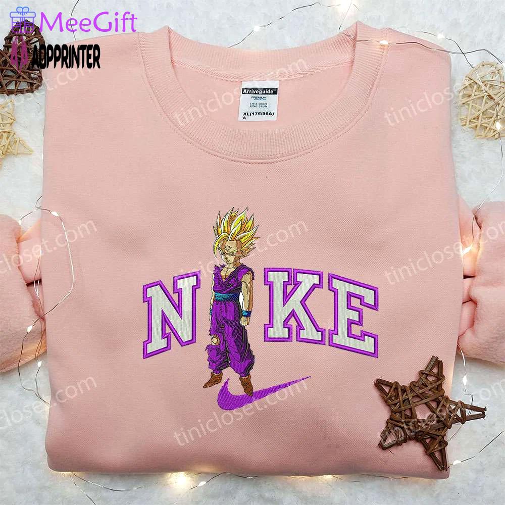 Gohan x nike dragon ball embroidered shirt: customized nike apparel for fans Embroidered Shirt