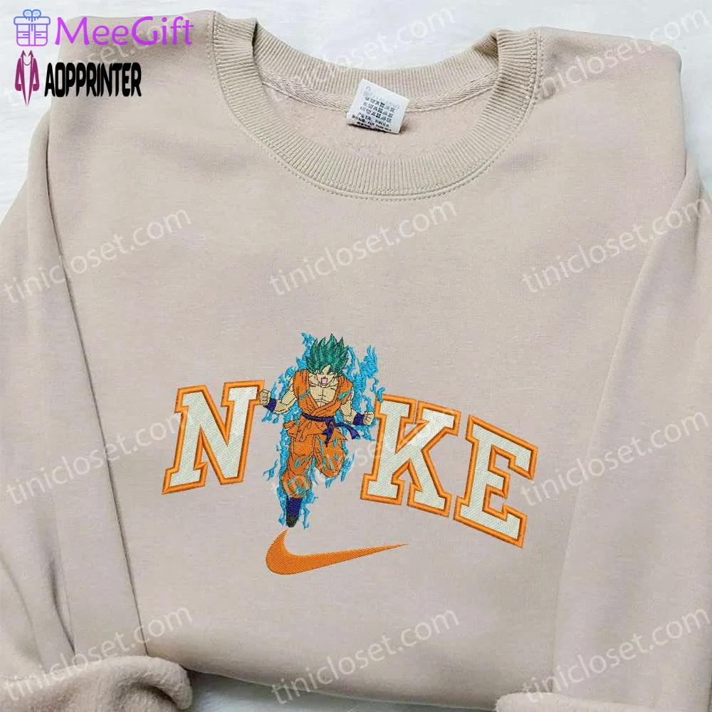 Goku on fire x nike embroidered shirt – dragon ball custom nike tee Embroidered Shirt