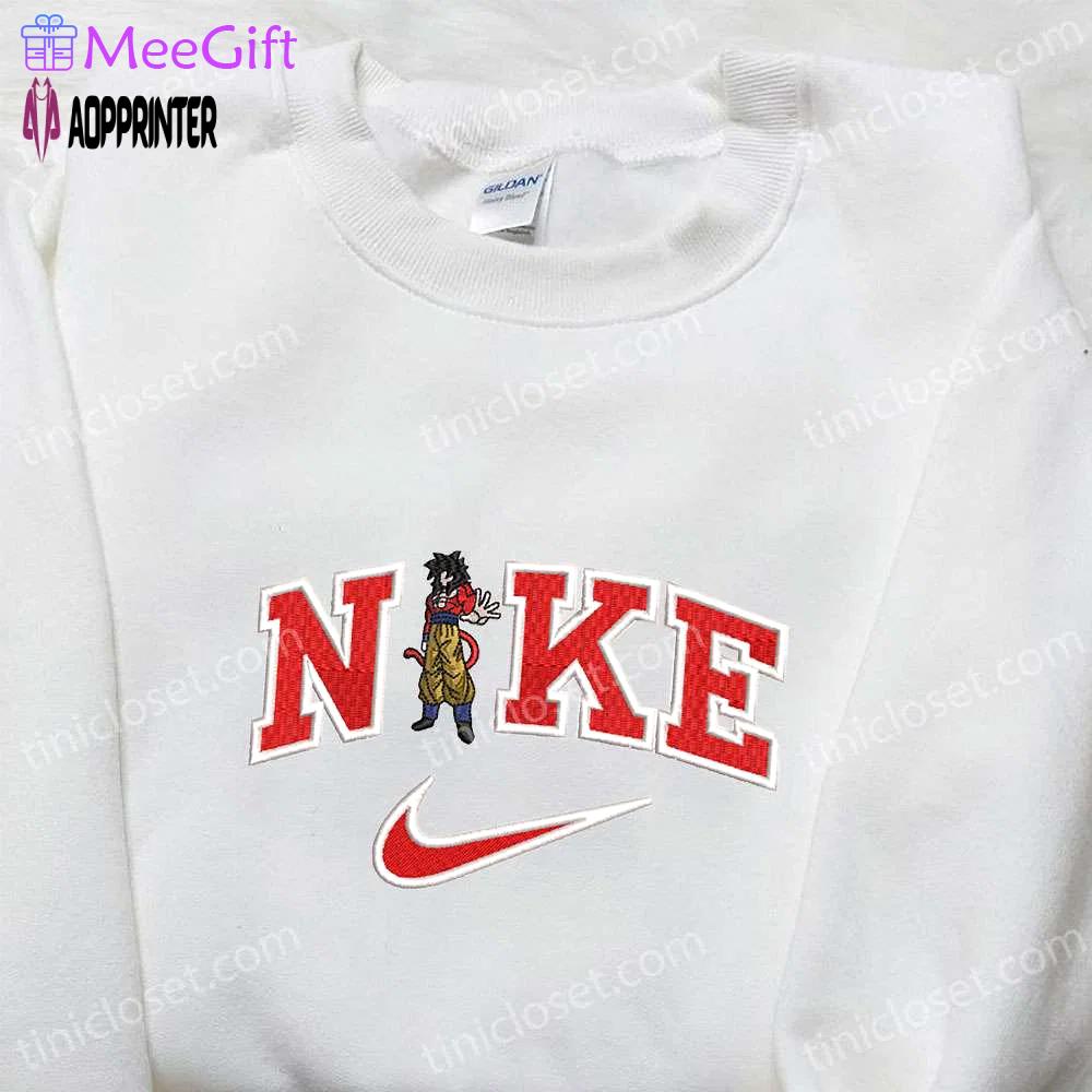 Goku super saiyan 4 x nike anime embroidered shirt – dragon ball & nike inspired shirt Embroidered Shirt