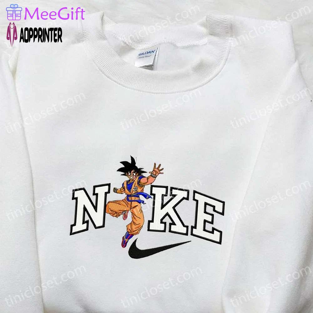 Goku x nike anime embroidered shirt: dragon ball sweatshirt nike inspired design Embroidered Shirt