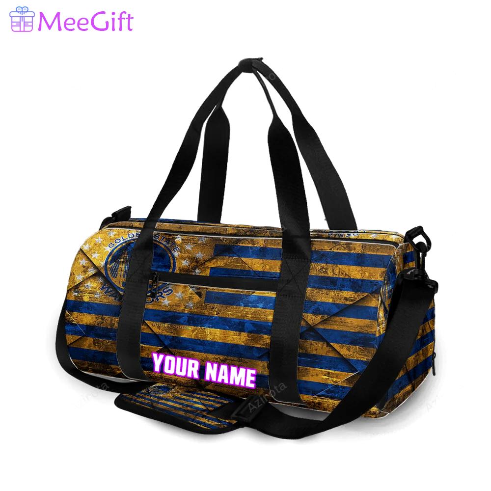 Golden state warriors emblem flag texture2 personalized name travel bag gym bag 863 Travel Bag