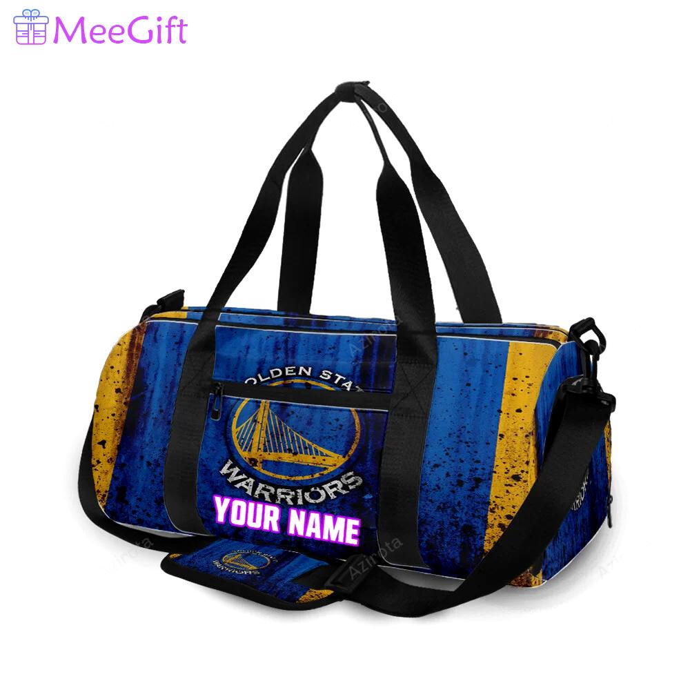 Golden state warriors emblem grunge personalized name travel bag gym bag 1465 Travel Bag