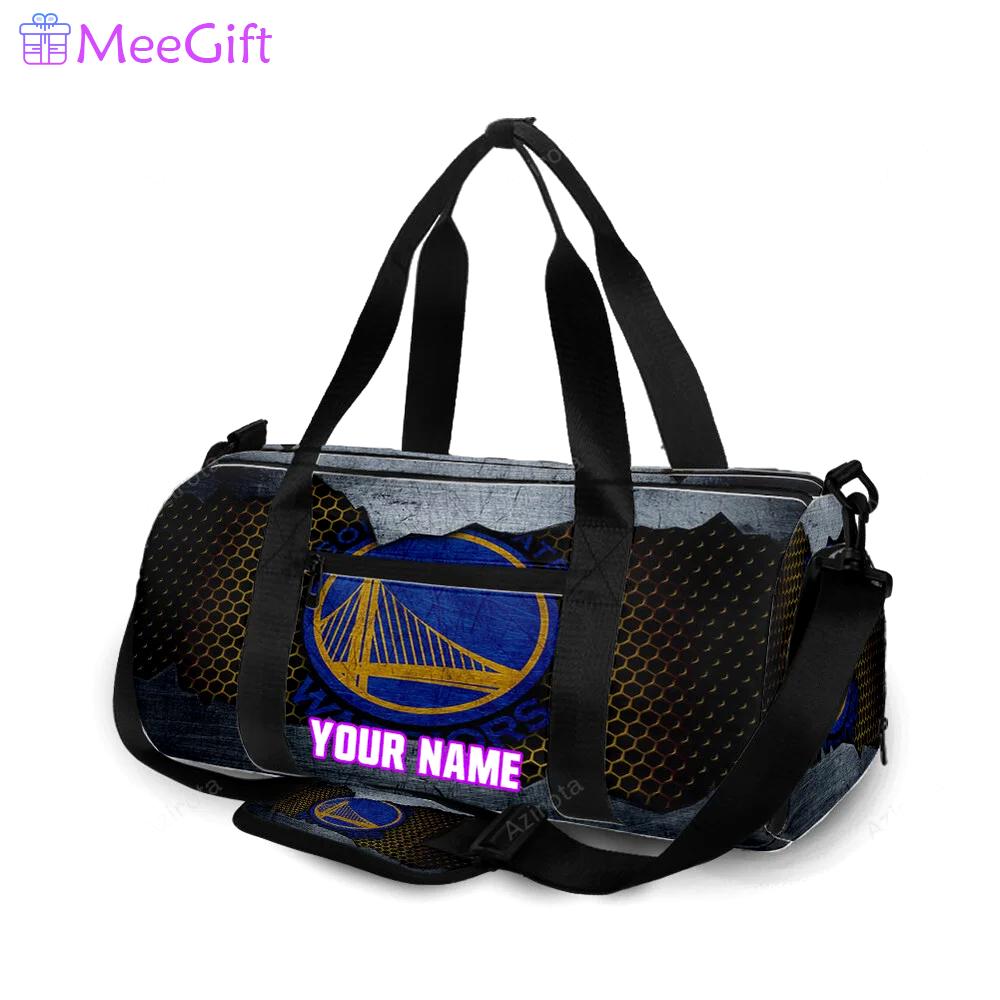 Golden state warriors emblem texture4 pattern metal personalized name travel bag gym bag 636 Travel Bag