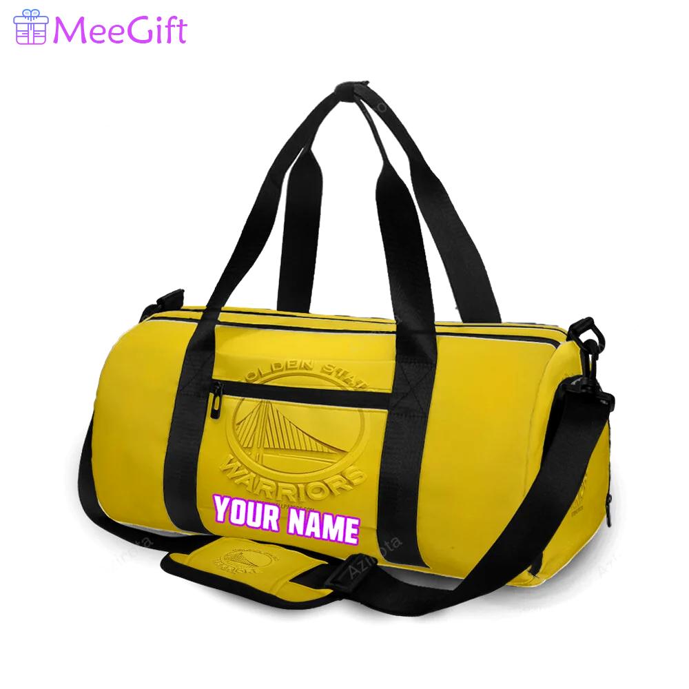 Golden state warriors emblem texture5 yellow personalized name travel bag gym bag 1820 Travel Bag